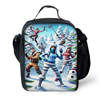 Hot Game Shooting Fortnite Child Insulated Large Capacity Bag for Boys and Girls, Student Outdoor Reusable Thermal Cooler Lunch Box