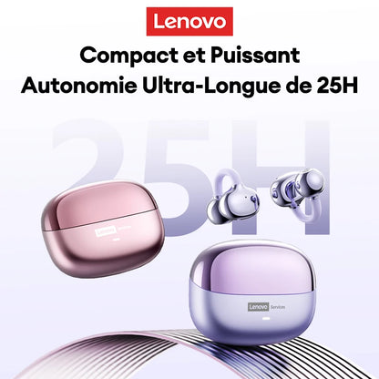 Auriculares Lenovo LE302 inalámbricos Bluetooth 6.0, batería de larga duración, clip deportivo para la oreja, estéreo HIFI con cancelación de ruido