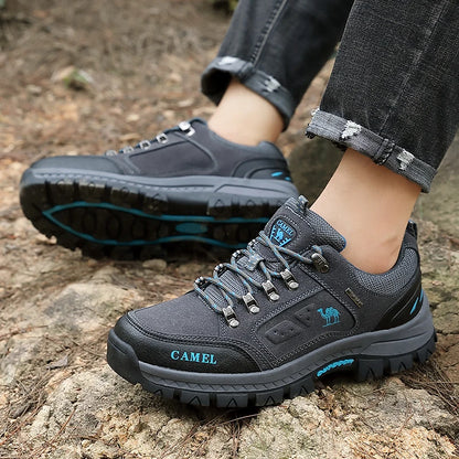 Classic Black Men's Hiking Shoes Outdoor Low-Cut Climbing Walking Shoes Trekking Sneakers Non-Slip Mountaineering Shoes for Men
