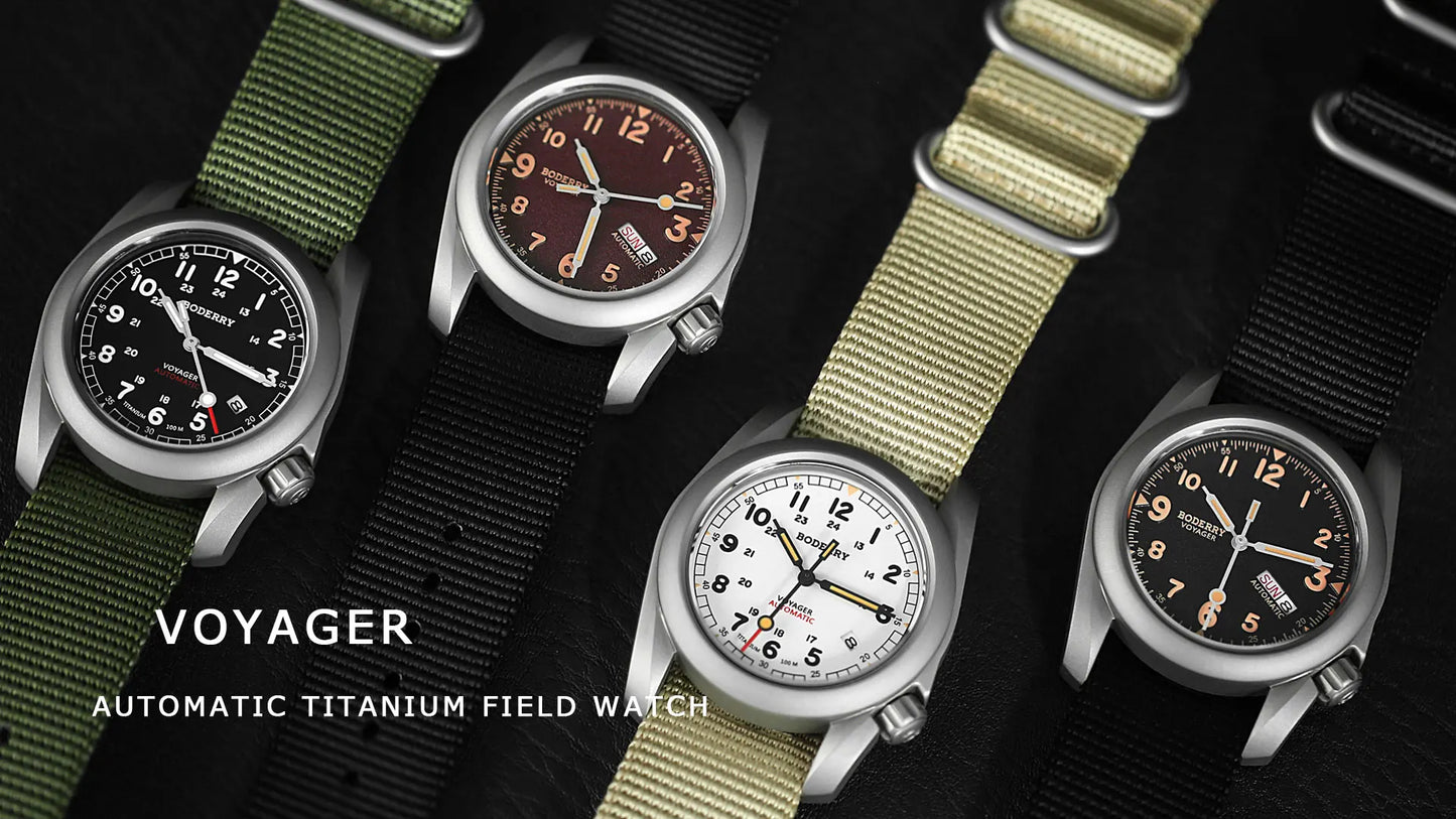 Boderry Field Watch VOYAGER Men's Watches 100M Waterproof Titanium Automatic Luminous For Seiko Movement Wristwatch
