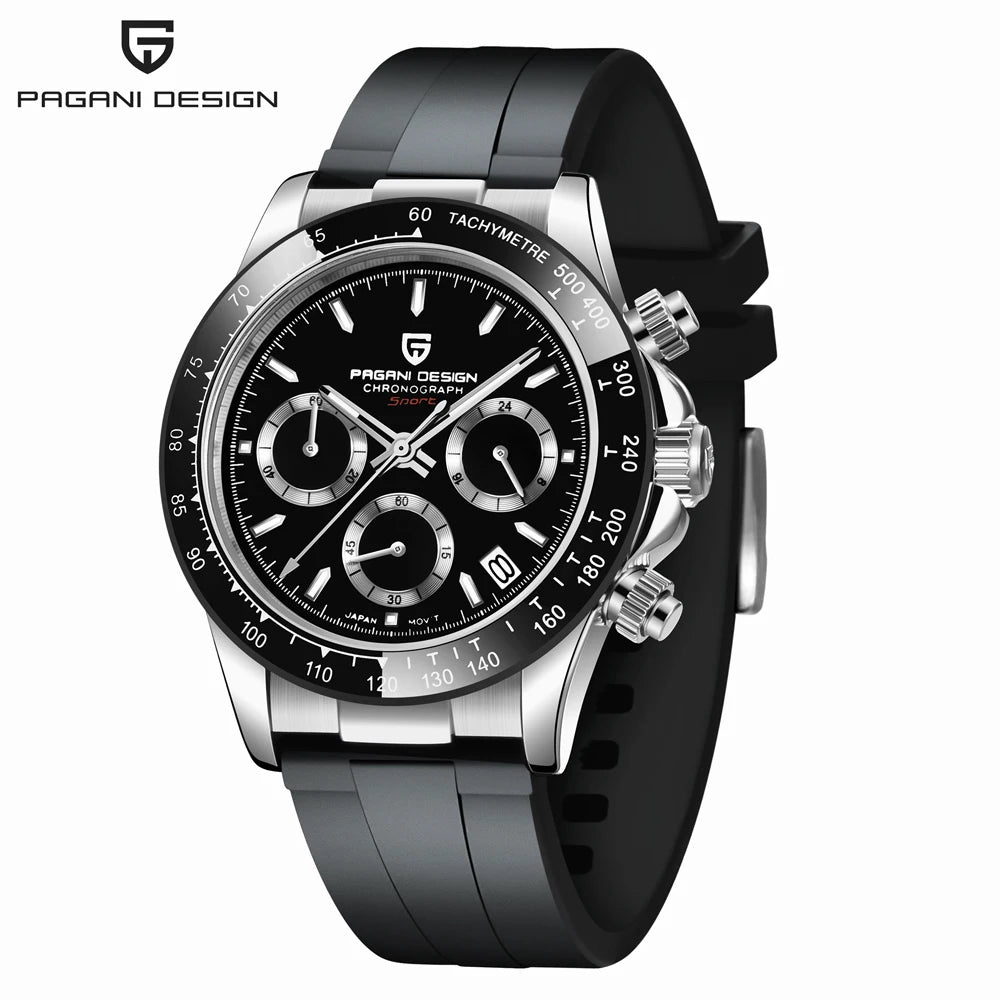 PAGANI DESIGN 1664 Luxury Automatic Mechanical Men's Watch VK63 Movement AR Sapphire Crystal Rubber 100m Waterproof Men's Watch