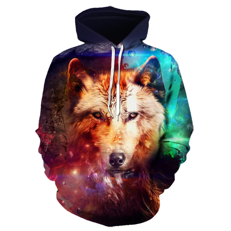 Felpe con cappuccio oversize 3D Animal Wolf da uomo e donna, moda casual, pullover hip hop Harajuku streetwear