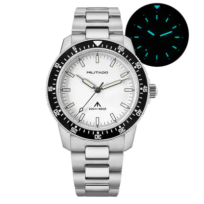 MILITADO ML25 Quartz Dive Watch VH31 Sweep Second Sapphire Crystal 200M Waterproof BGW9 Lume Ceramic Bezel Men Watch