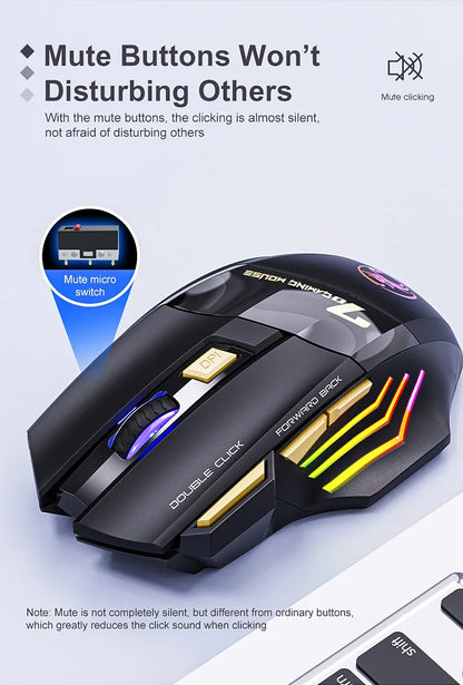 Mouse gaming wireless USB IMICE GW-X7 3200DPI dual mode ricaricabile, 7 tasti, 2.4Ghz, silenzioso, Bluetooth, LED breathing a 7 colori