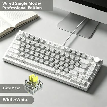 AJAZZ AK820 75% Wired Mechanical Keyboard: Hot‑Swappable, RGB/White/Ice‑Blue Backlit, Volume Knob Control | For Office & Gaming