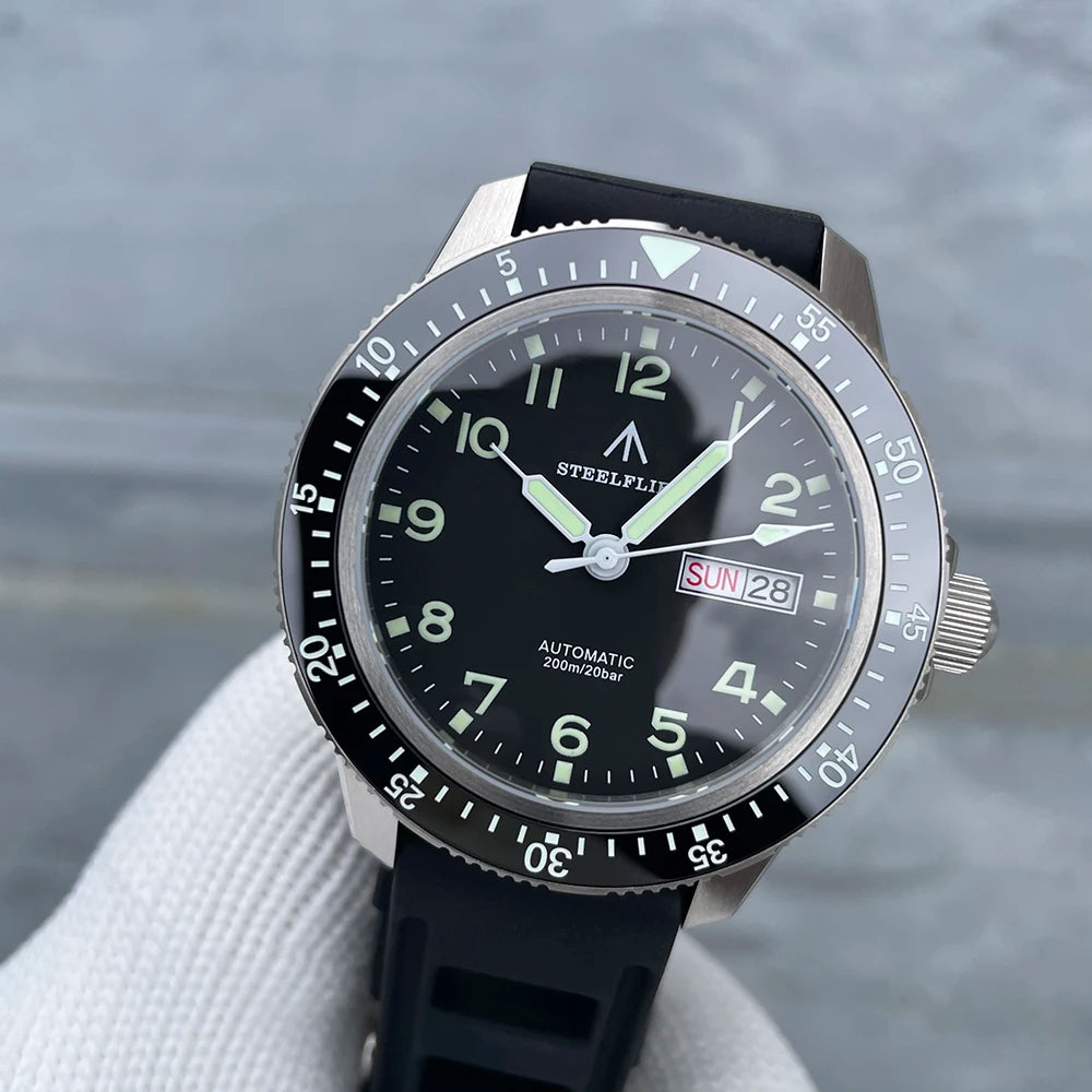 STEELFLIER Official SF787 Dive Luxury Wristwatches Double Calendar NH36 Movement Super Luminous 200M Waterproof Mechanical Watch