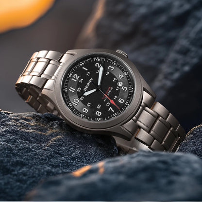 BERNY Titanium Automatic Men's Field Watches Date Sapphire Super Luminous Sports Easy Read Outdoor 10ATM Mechanical Watch
