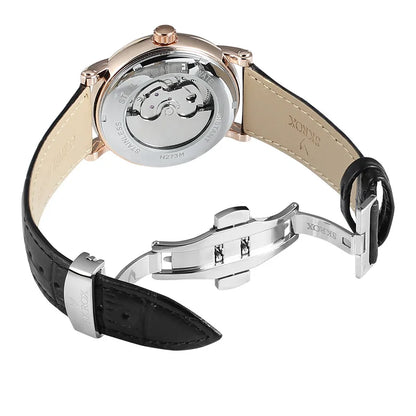 A luxury automatic mechanical watch for men, from a leading brand, featuring a tourbillon, a moon phase display and diamonds – an elegant wristwatch.