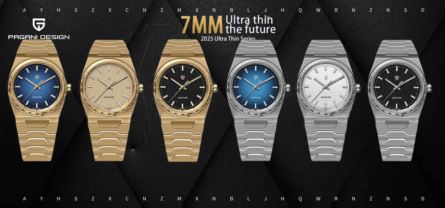 PAGANI DESIGN 2026 New Thin 7mm Fashion Men's Quartz Watch 10Bar Waterproof Stainless Steel Sapphire C3 Upgrade V2 reloj hombre