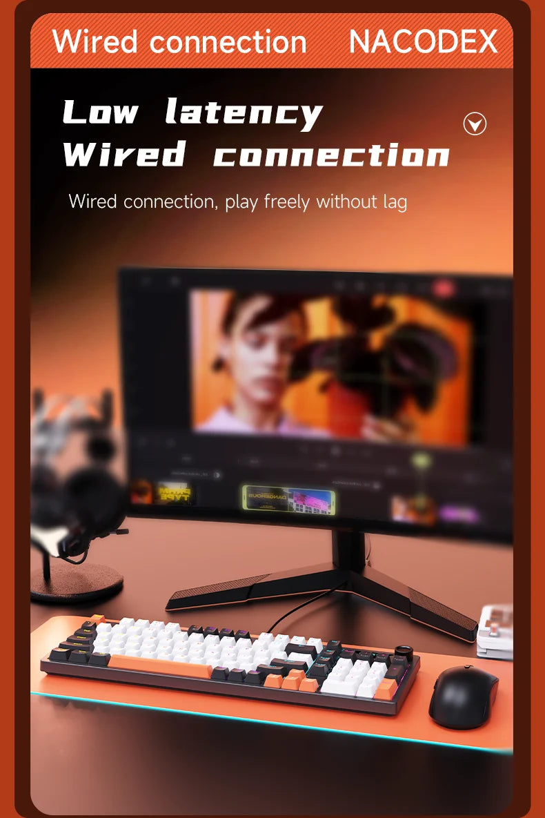 AJAZZ NK98 Wired Mechanical Keyboard: Full-Key Hot-Swap, 98-Key Layout for Precise Performance; Wired, Stable Control, Multi-System Compatibility; Windows Vista/XP/7/8/10/17, Mac: Wired connection for stable control and low latency