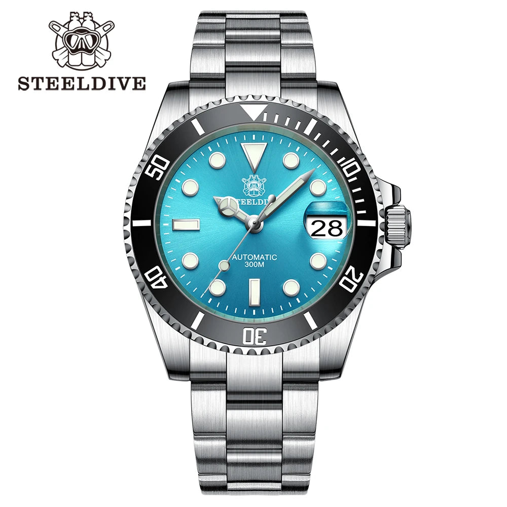 SD1953 STEELDIVE Brand Ceramic Bezel 41mm Steeldive 30ATM Water Resistant NH35 Automatic Mens Dive Watch  with Milled Clasp
