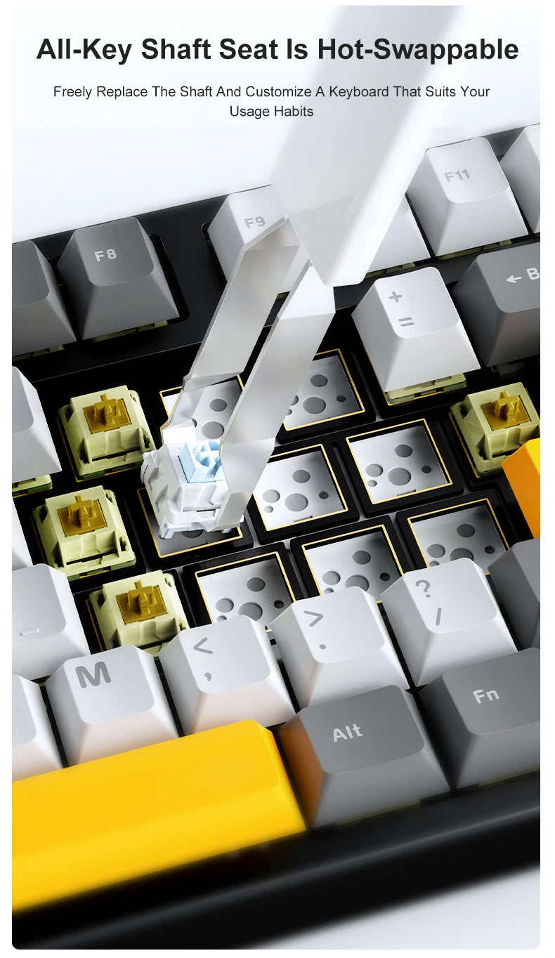 Nuova tastiera gaming personalizzata AJAZZ AK35I V3 MAX Tri-mode cablata, Bluetooth e wireless, struttura gasket, hot swap completo, 104 tasti