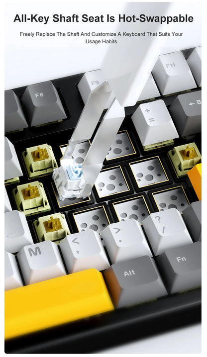 Nuova tastiera gaming personalizzata AJAZZ AK35I V3 MAX Tri-mode cablata, Bluetooth e wireless, struttura gasket, hot swap completo, 104 tasti