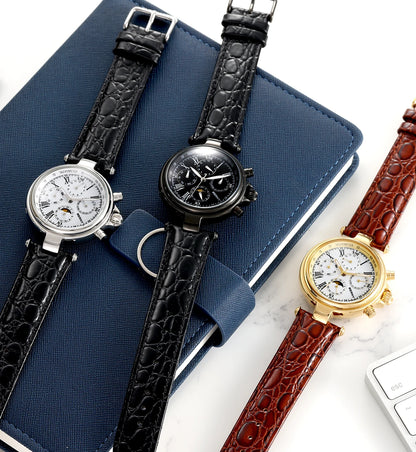 BERNY Classic Dress Automatic Watch for Men Luxury Stainless Steel Mechanical Wristwatch Leather Strap Waterproof Sliver Watches