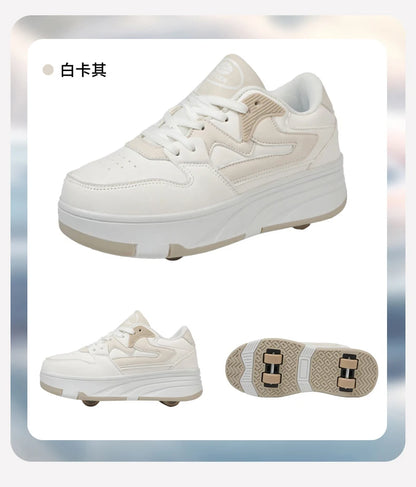 Children's Outdoor Sports Roller Skates Shoes Single Row Wheel Kids Sliding Shoes Four-Wheel for Boys and Girls