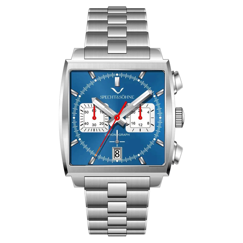 2024 Specht & Sohne New Classic Men's Quartz Watch Blue Color Stainless Steel Japan VK63 Movement Genuine Leather Montre Homme 39MM