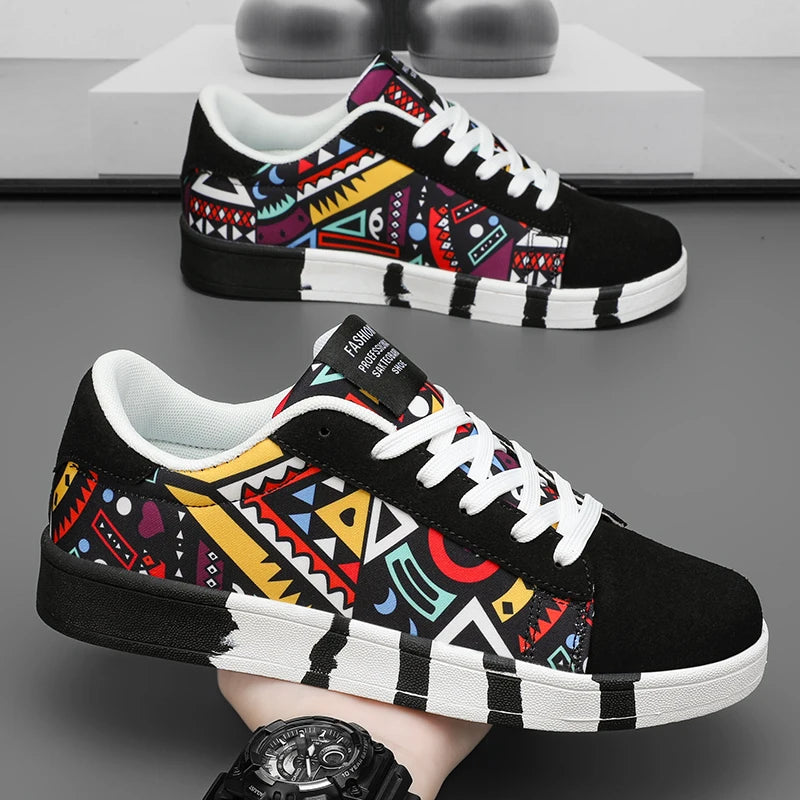YRZL skateboard shoes for men, canvas sneakers, casual breathable walking shoes, lightweight flat shoes, street trend sport shoe