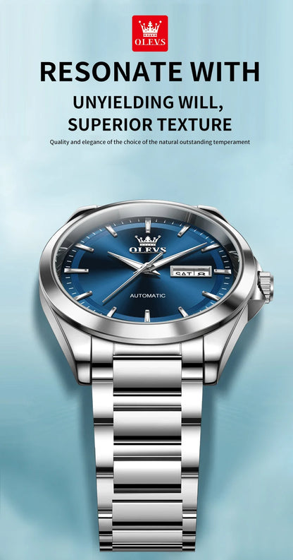 OLEVS Watches Man 7090 Luxury Original Automatic Mechanical Watch Waterproof Large Dial Week Date Watches For Man Gifts New