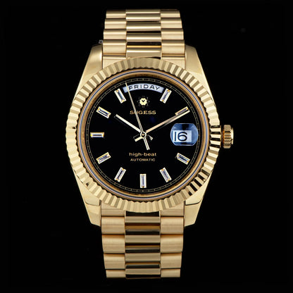 Sugess 40mm Men's Watches Automatic Date Mechanical Day Wristwatch Peacock SL3034 Movement Sapphire Waterproof Luxury Retro New