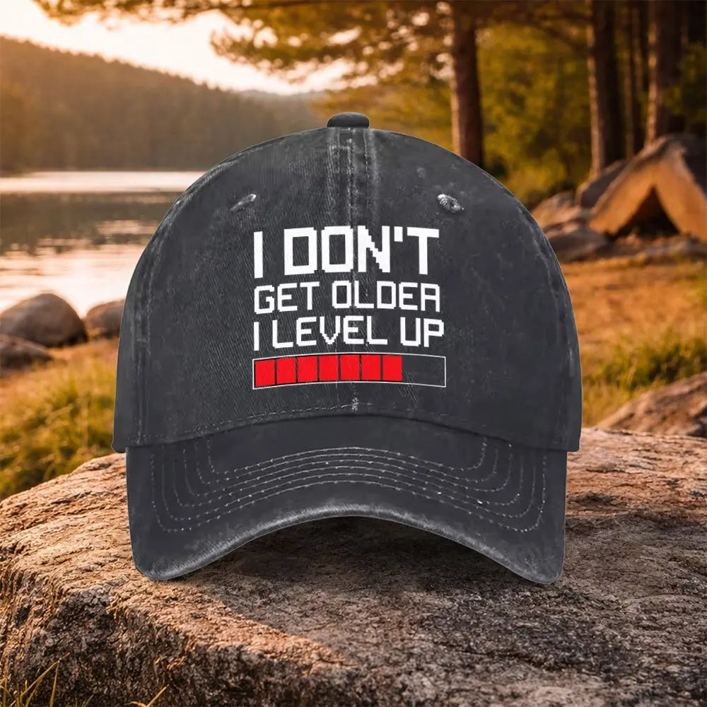 Gamer Level Up fødselsdags-baseballkasket i vasket bomuld, justerbar, udendørs trucker-kasket