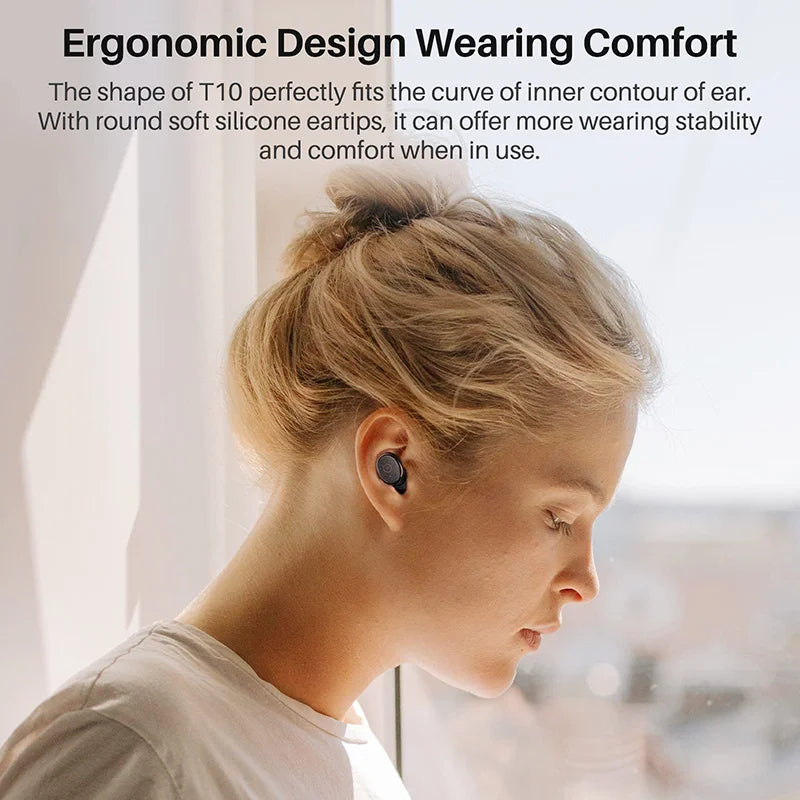 TOZO T10 Bluetooth 5.3 Earphones ,Wireless Headphones , AI Enhanced Calling With Deep Bass, IPX8 Waterproof Earbuds ,45H Play