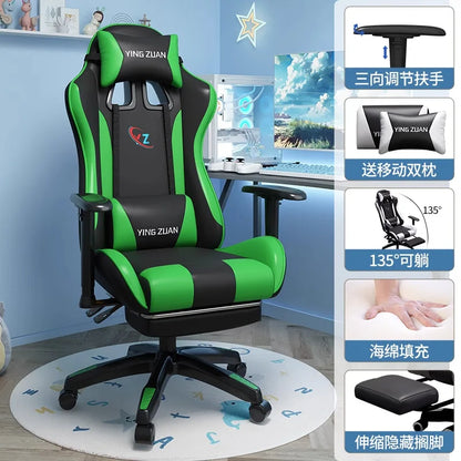 Sedia da gaming Sedia per computer Comoda seduta reclinabile Gaming LIVE Casa per studenti in dormitorio Ergonomia per uso sedentario