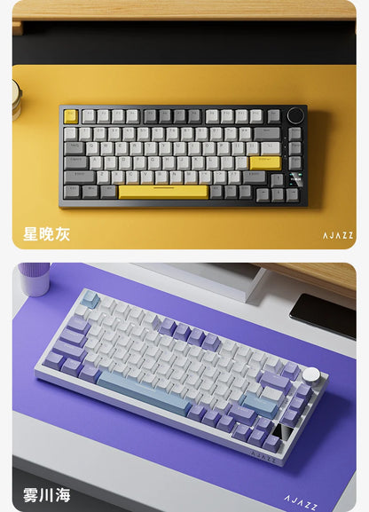 AJAZZ AK820 Tastiera meccanica con layout compatto 70%/illuminazione RGB/switch hot-swappable, con connessione cablata, wireless e Bluetooth