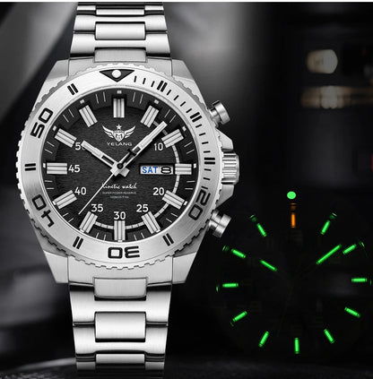 Yelang Watches V1035 44mm Men's Diving Watch Human Kinetic Energy Watch 100m Waterproof Watches Luminous Japan PX83 Sapphire
