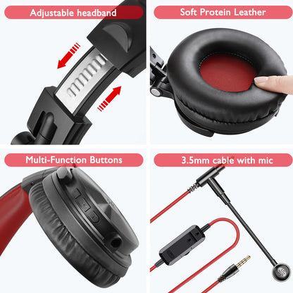 Cuffie da gaming wireless Bluetooth 5.2 OneOdio 110H – Autonomia di 110H, cuffie over-ear con bassi profondi e microfono, headset 2-in-1 cablato e wireless per PC PS4