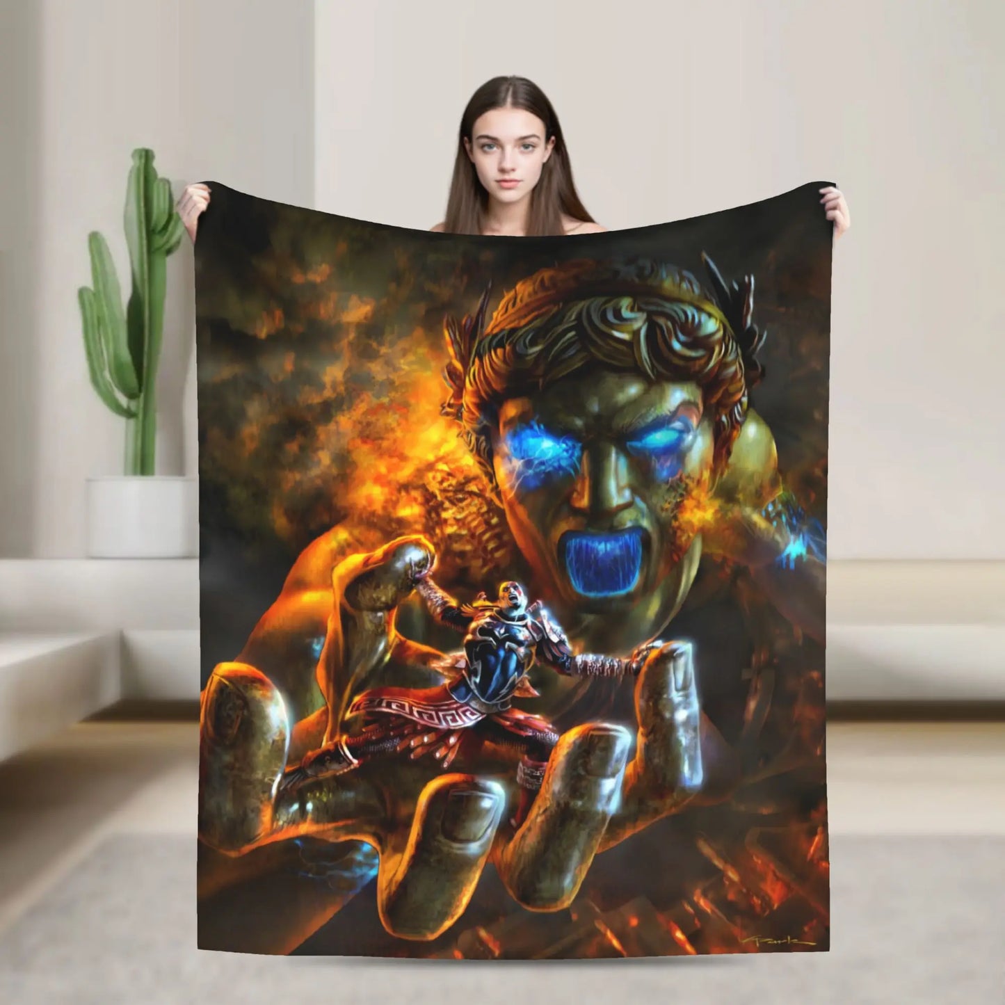 God of War Games Kratos Cartoon  Blanket  Warm Soft Pattern Plush Throw Blanket For Couch Chair Sofa Bed Bedspread Bed Cover