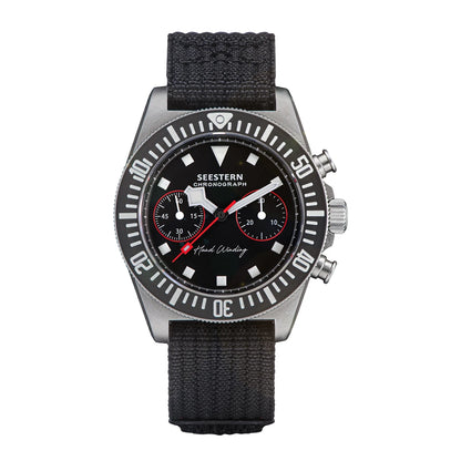 Cronógrafo SEESTERN para homem com movimento mecânico Tianjin ST1901, vidro de safira, bracelete de nylon, autocolante, luminoso, esqueleto