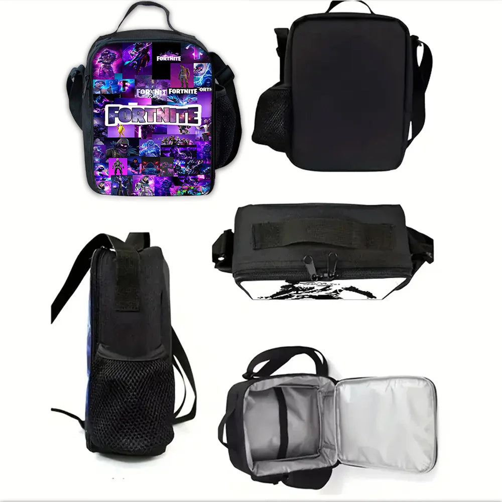 Child School Backpack with Lunch Bags, Pencil Bags, Hot Game Design-F-FortniteS School Bags for Boys Girls Best Gift
