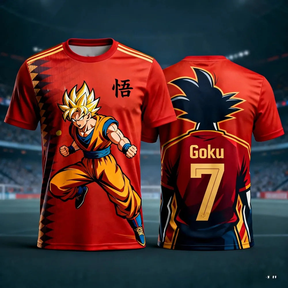 2026 Summer Dragon Ball Men's Casual T-shirt 3D Printed Short-sleeved Fashion Loose Women and Kids Breathable Sports Top Shirt