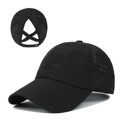 Summer Baseball Cap, Golf Suit, Sports and Leisure Cross Ponytail Cap, Mesh Quick Drying Duckbill Cap