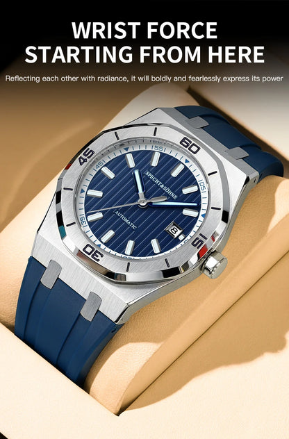 Specht&Sohne New Classic Men's Watch 50M Waterproof Luminous Sapphire Crystal Blue Automatic Mechanical Watches Reloj Hombre