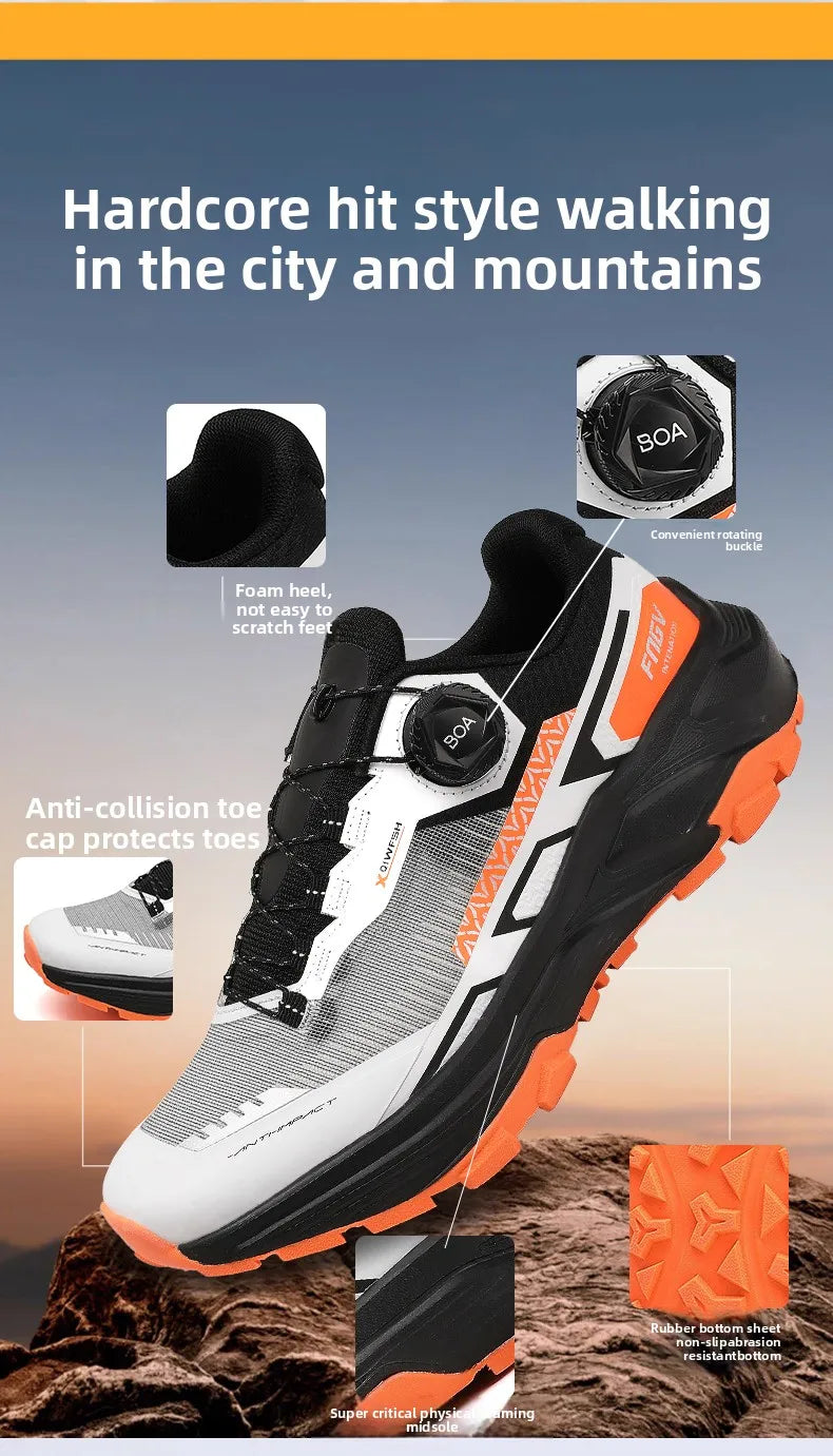 Scarpe da running da uomo primavera/estate, scarpe da trekking outdoor resistenti all’usura con chiusura BOA, stile sportivo e casual traspirante