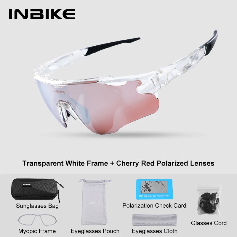 INBIKE 2025 MTB Cycling Sunglasses Polarized UV Protection for Road Biking Mountain Bike Running Hiking Outdoor Sports Glasses