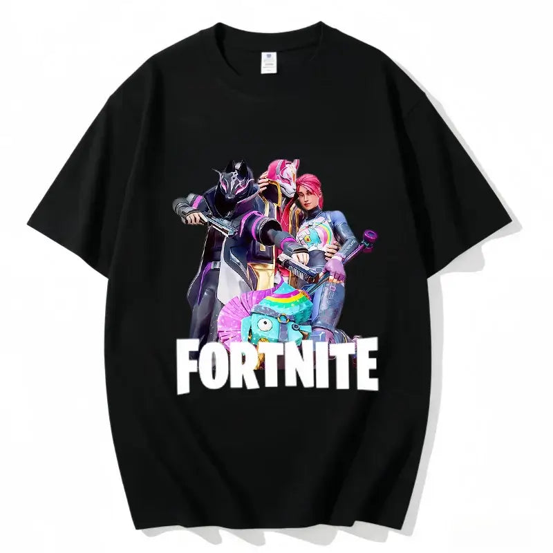 T-shirt Fortnite de gola redonda, unissexo para adulto, moda de dança do jogo, novo, em algodão puro, manga curta, perfeito para uso casual e férias