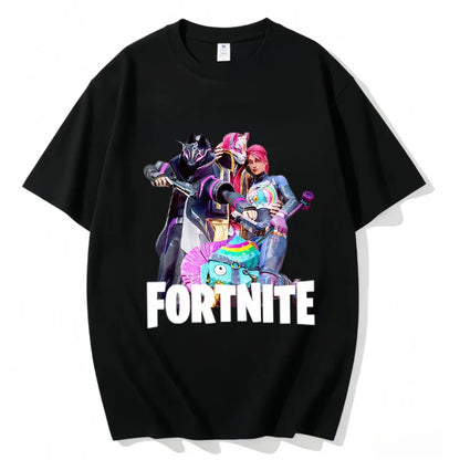 T-shirt Fortnite de gola redonda, unissexo para adulto, moda de dança do jogo, novo, em algodão puro, manga curta, perfeito para uso casual e férias