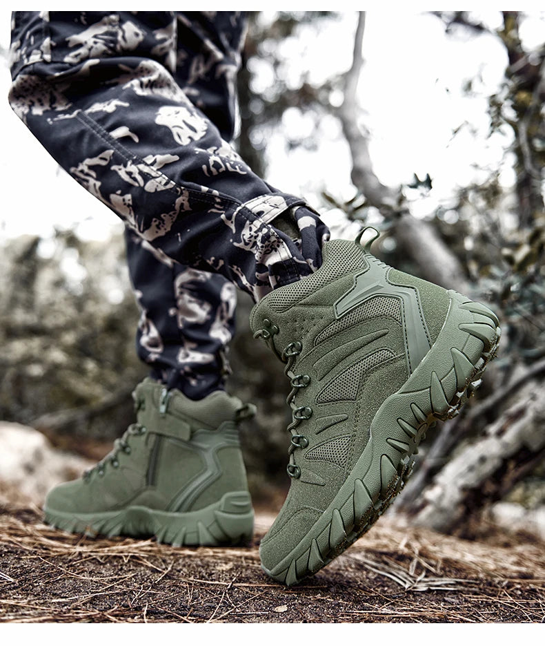 Botas tácticas mejoradas de entrenamiento de combate para hombre, calzado outdoor para camping antidesgaste de respuesta rápida, zapatillas de senderismo para pesca y caza para hombre