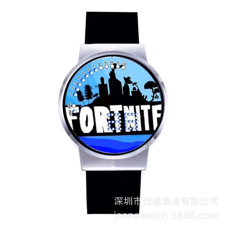 Relógio Fortnite kawaii personalizado com luz noturna LED tátil, estilo cartoon e fashion, relógio eletrónico para estudantes, presente para amigos