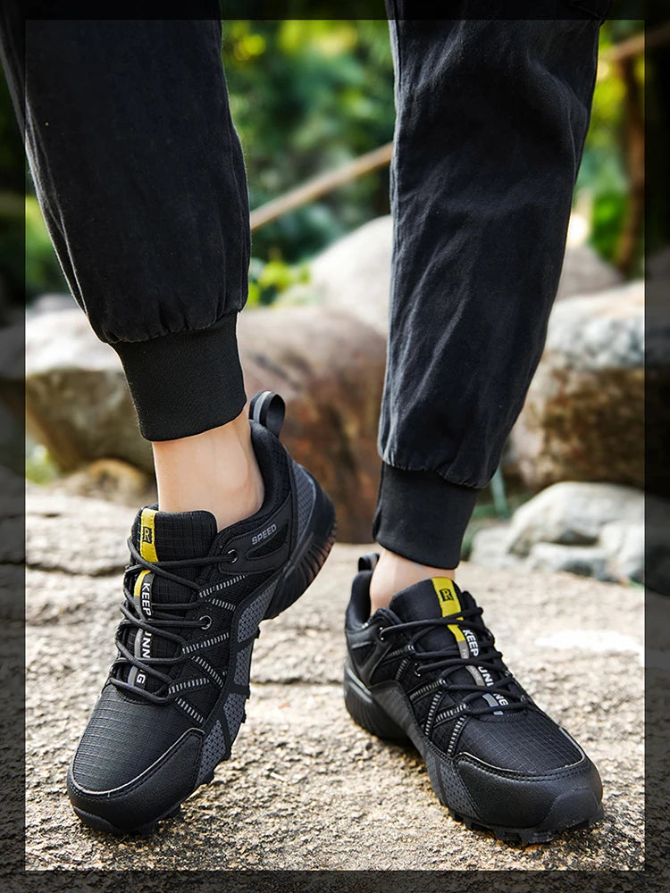 Sapatos de Caminhada para Homem Todo-o-Terreno, Calçado Desportivo Outdoor em Malha Respirável, Antiderrapante e Resistente ao Desgaste, Sapatos de Caminhada e Ciclismo Outdoor