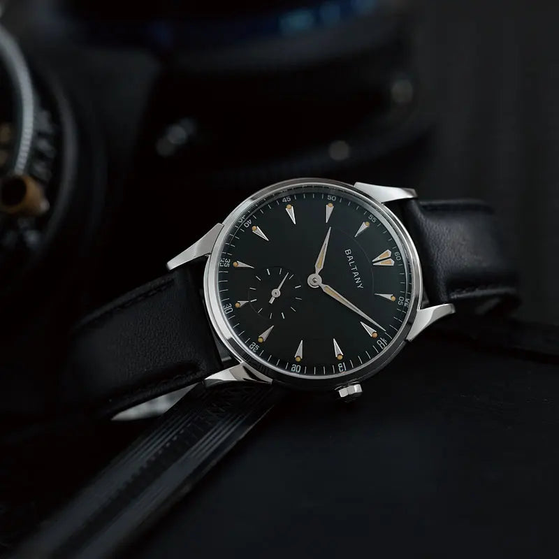 Baltany Men Automatic Watch 38.5mm Pilot Manual Winding Mechanical Wristwatch Sapphire 5ATM Small Second Dial ST1701 ST1700