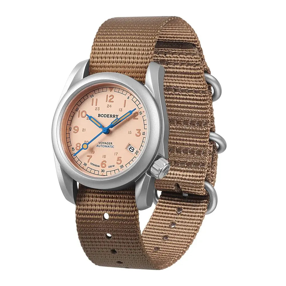BODERRY Men Automatic Watch 40MM Titanium Pilot Sport Mechanical Wristwatch 100m Waterproof Sapphire C3 Luminous NH35