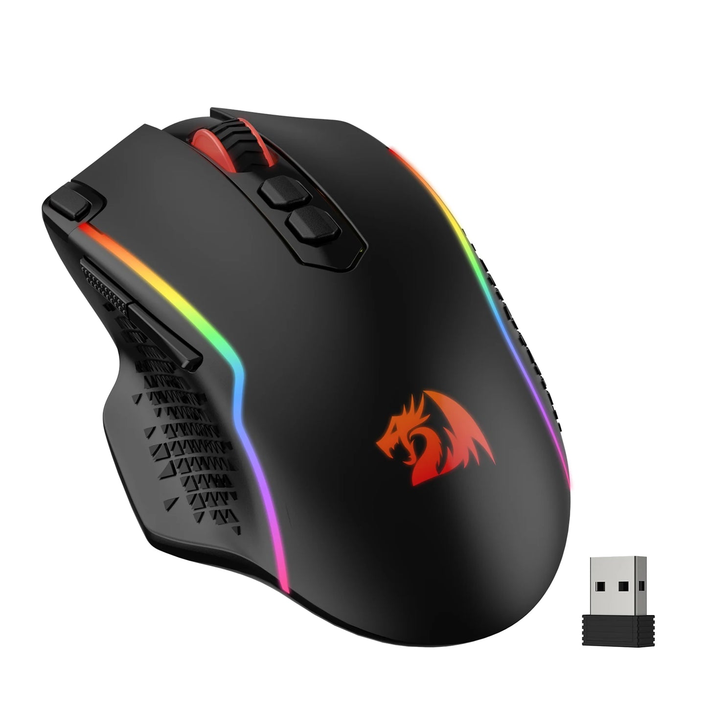 Rato Gaming Sem Fios Redragon M810 Pro, 10000 DPI, Rato Gamer com Fio c/ Tecla de Disparo Rápido, 8 Botões Macro, Preto/Branco
