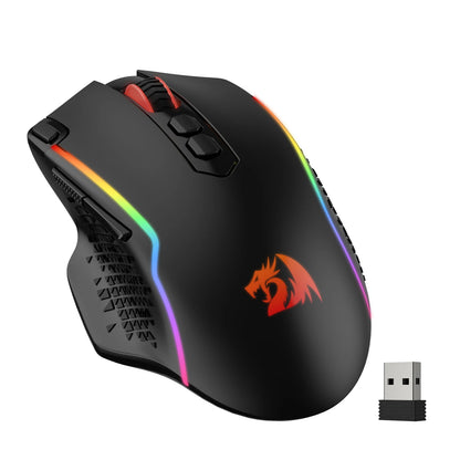 Rato Gaming Sem Fios Redragon M810 Pro, 10000 DPI, Rato Gamer com Fio c/ Tecla de Disparo Rápido, 8 Botões Macro, Preto/Branco