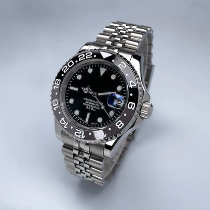 YM Style 40mm Mens Wristwatch, Bidirectional Rotate Bezel, Luminous Dial & Sapphire Crystal, Jubilee Bracelet for NH35 Movement