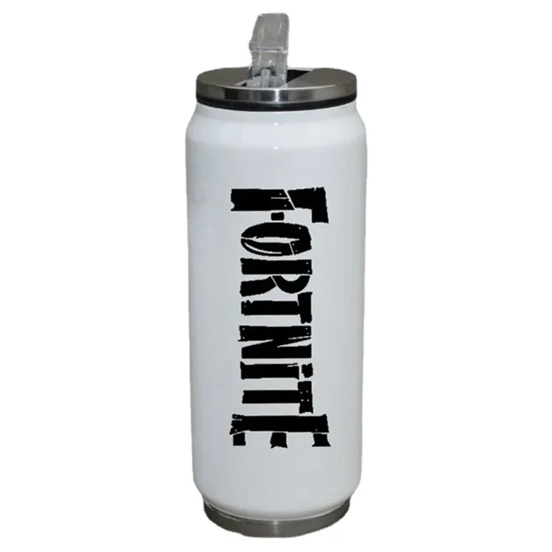 Copo Fortnite com Palhinha para Água, Caneca Desportiva de Exterior em Aço Inoxidável, Copo Portátil de Estudante para Café, 450ML, Presente de Aniversário