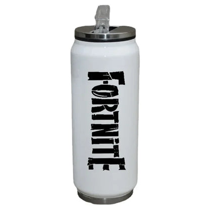 Copo Fortnite com Palhinha para Água, Caneca Desportiva de Exterior em Aço Inoxidável, Copo Portátil de Estudante para Café, 450ML, Presente de Aniversário