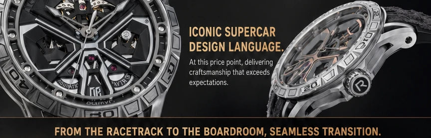 OBLVLO Mens Luxury Machinery Skeleton Mechanical Automatic Watches Analog Big Dial Blue Rubber Band Military Watch RD-909